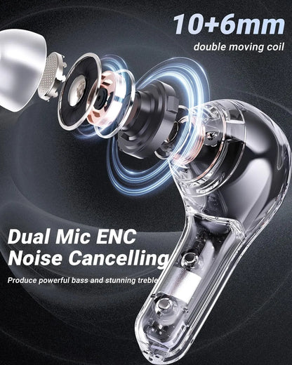 T8 Crystal Wireless Earphones - Transparent