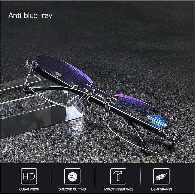 Rimless Anti Blue Ray Reading Glasses Men Women