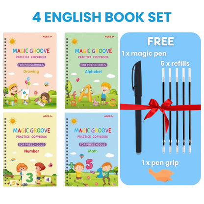 Magic Writing Book- Reusable Handwriting Practice with Disappearing Ink 4pc Set